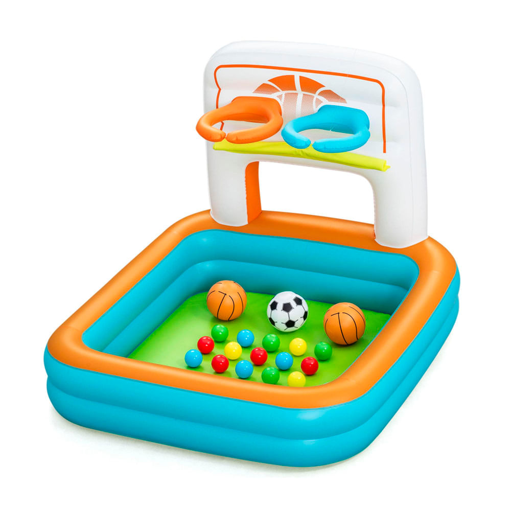 Piscina de bolas hinchable multiusos Bestway Kick 'N Swish 3 en 1 con 18 bolas de juego