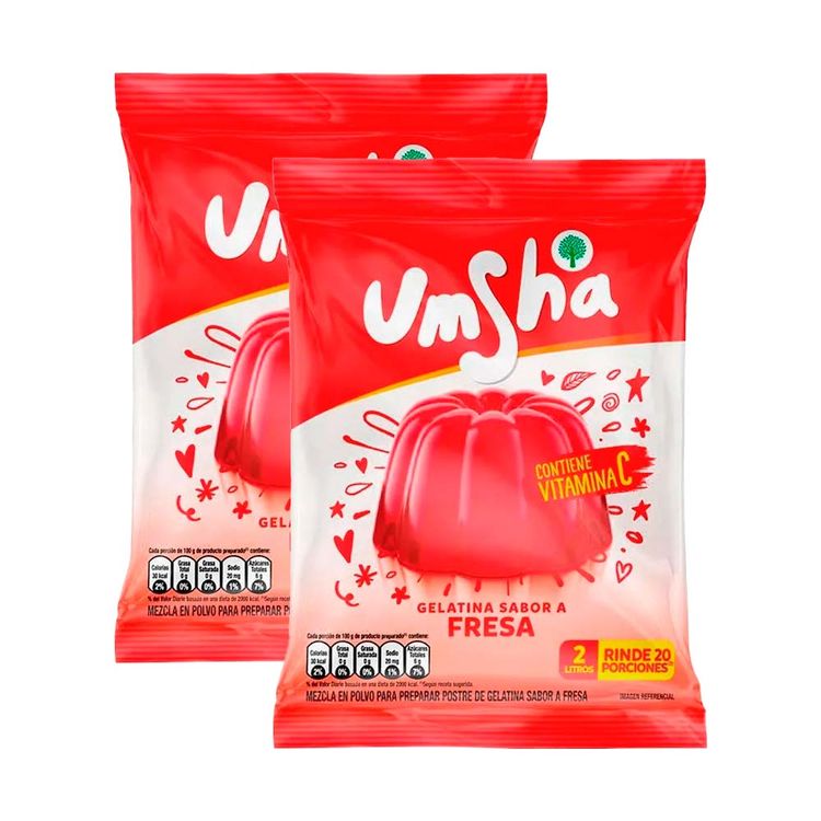 Twopack Gelatina Umsha Sabor Fresa 120g