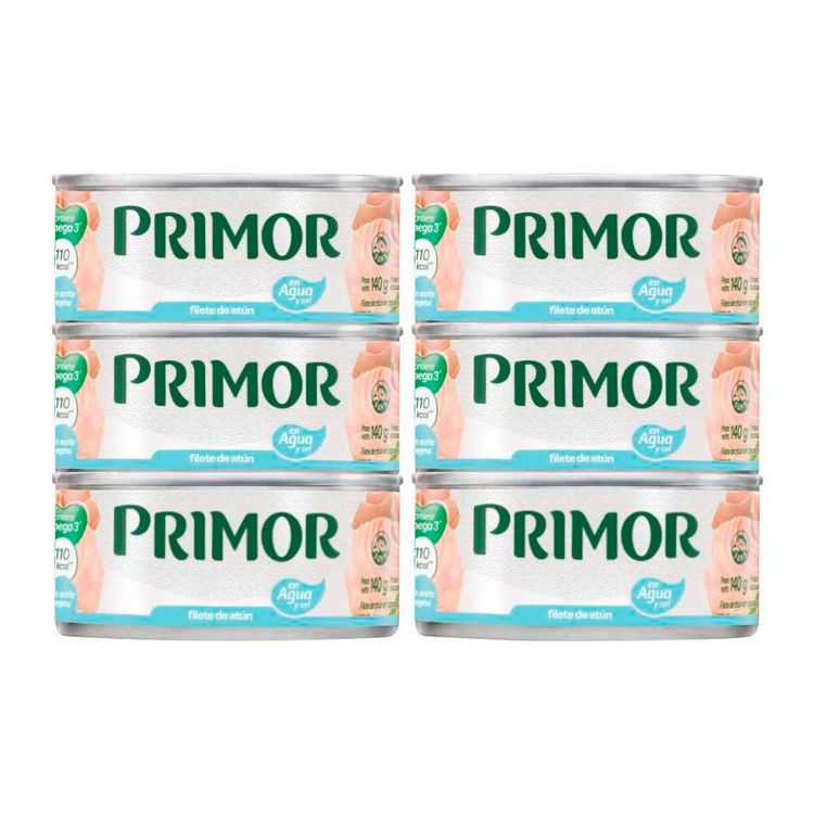 Sixpack Filete de Atún en Agua Primor 140g