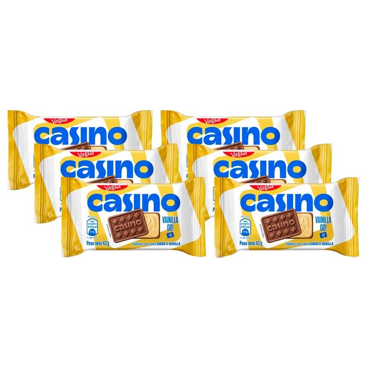 Sixpack Galleta con Crema Casino Vainilla Go 6un