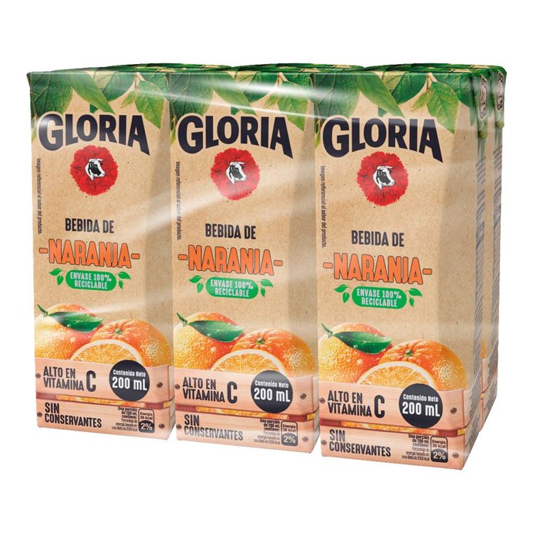 Pack x6 Bebida de Naranja Gloria 200ml
