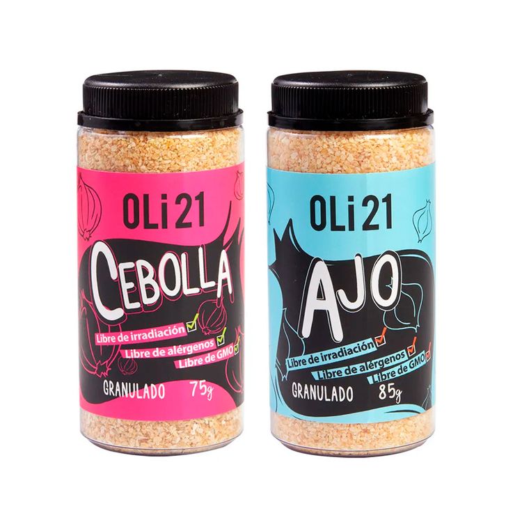 Pack Oli21: Ajo Granulado 85g + Cebolla Blanca Granulada 75g