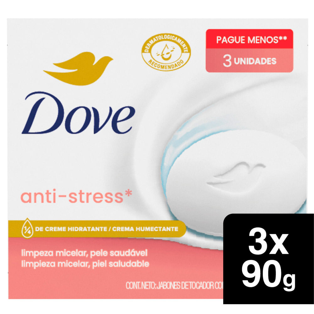 Tripack Jabón en Barra Dove Micelar Anti Stress 90g