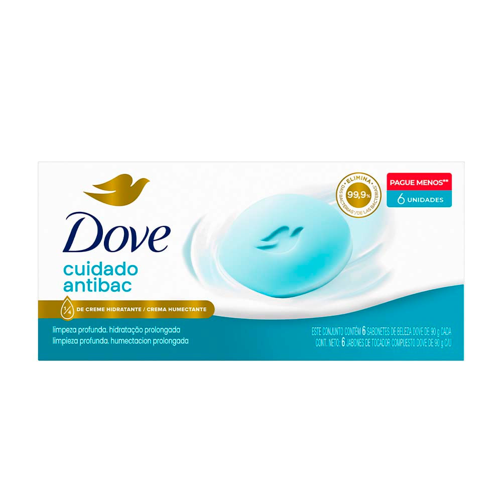 Jabón Antibacterial DOVE Barra 90g Paquete 6un