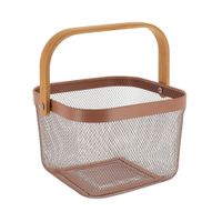 CESTA CUAD METAL CON ASAS CARAMELO