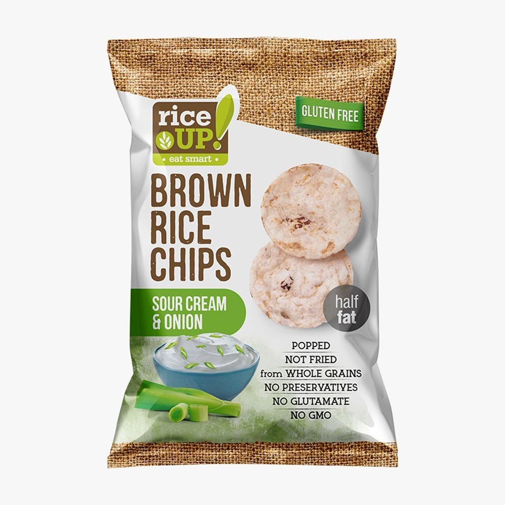 Chips de Arroz Rice Up Sabor Crema y Cebolla 60g