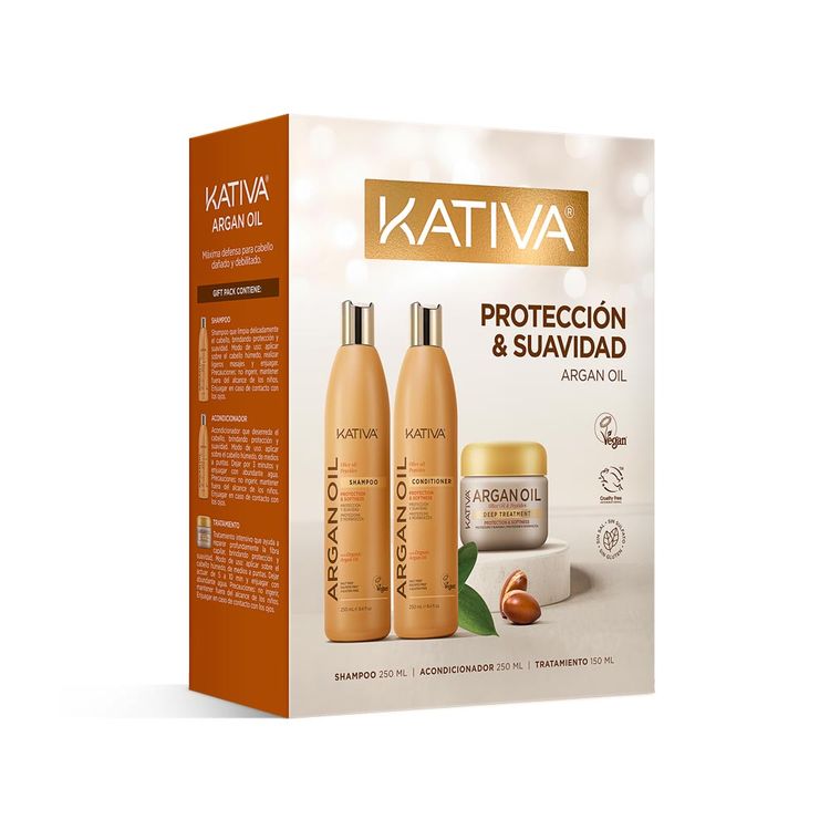 Pack Kativa Argan Oil: Shampoo + Acondicionador + Tratamiento Intensivo