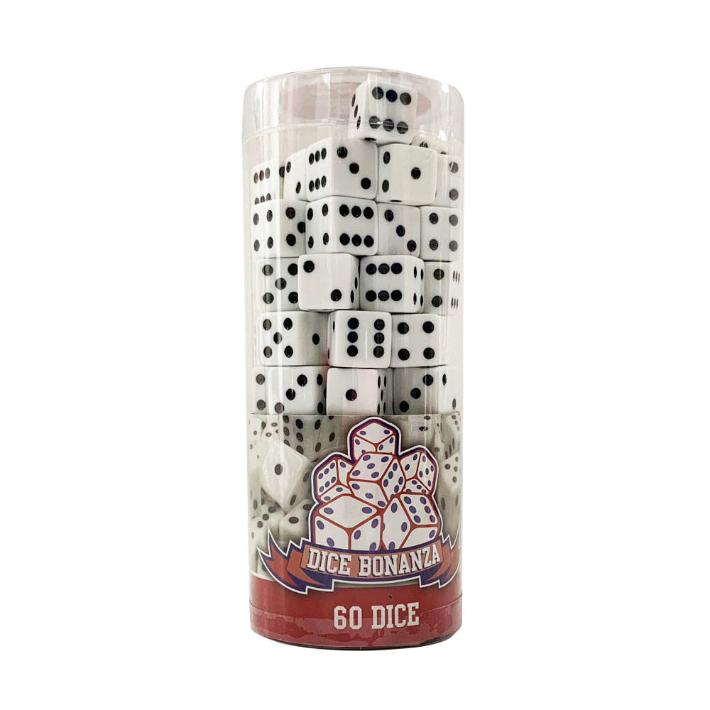 60 Dados Blancos con Puntos Negros