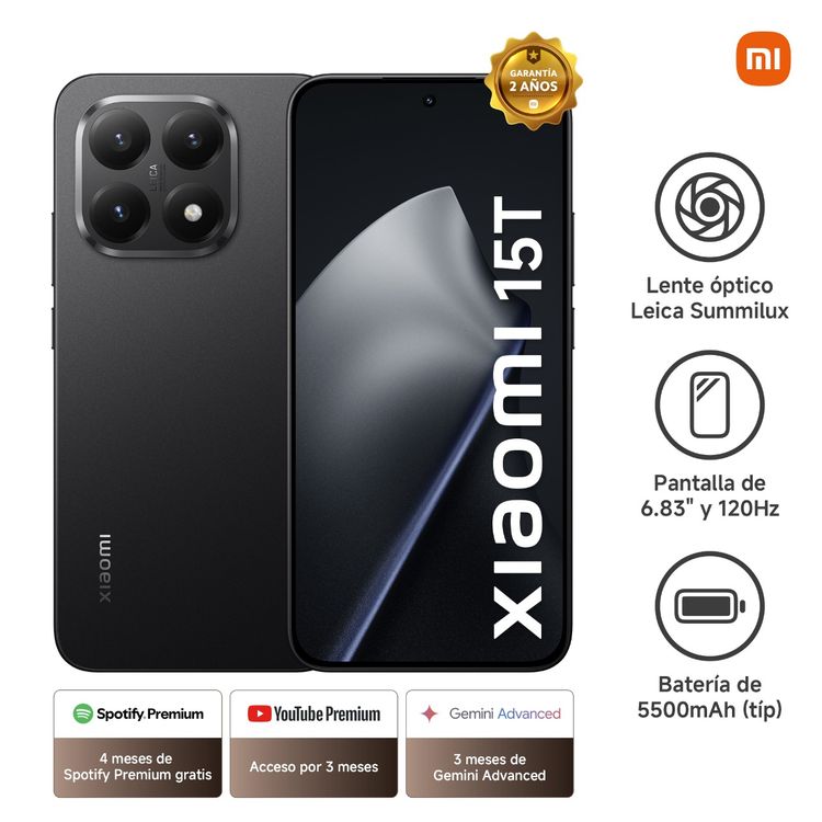 Smartphone Xiaomi 15T Titan Black 12Gb 512Gb
