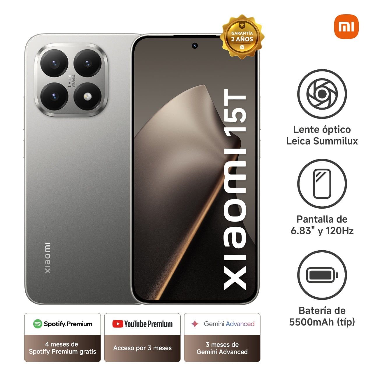 Smartphone Xiaomi 15T Titan Gray 12Gb 512Gb