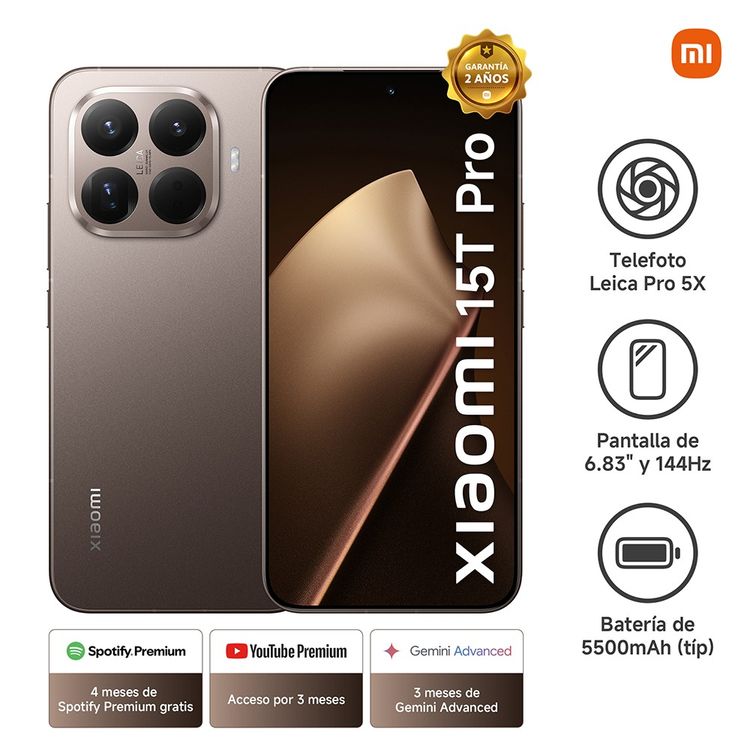 Smartphone Xiaomi 15T Pro Mocha Gold 12Gb 512Gb
