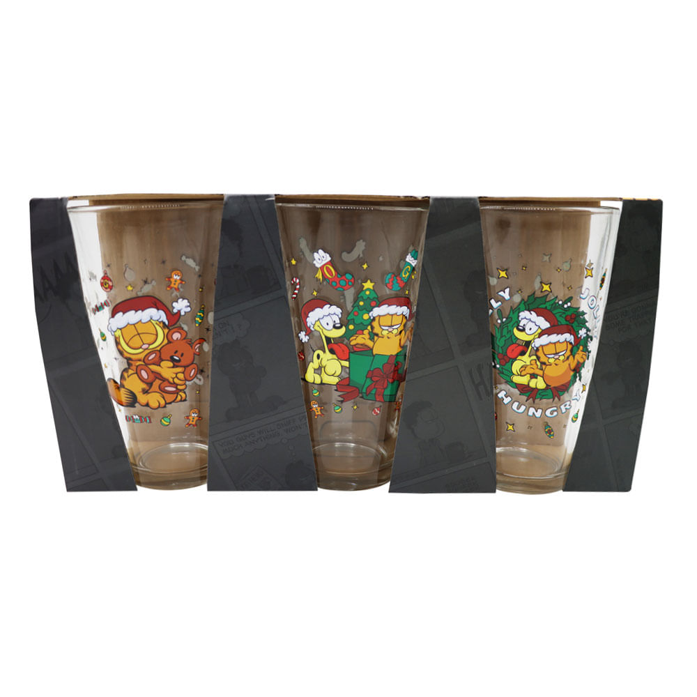 Set Vasos 450ml x3 Piezas Garfield Navidad 2025