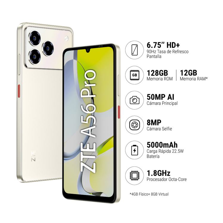 Smartphone Zte A56 Pro 4+128GB Dorado