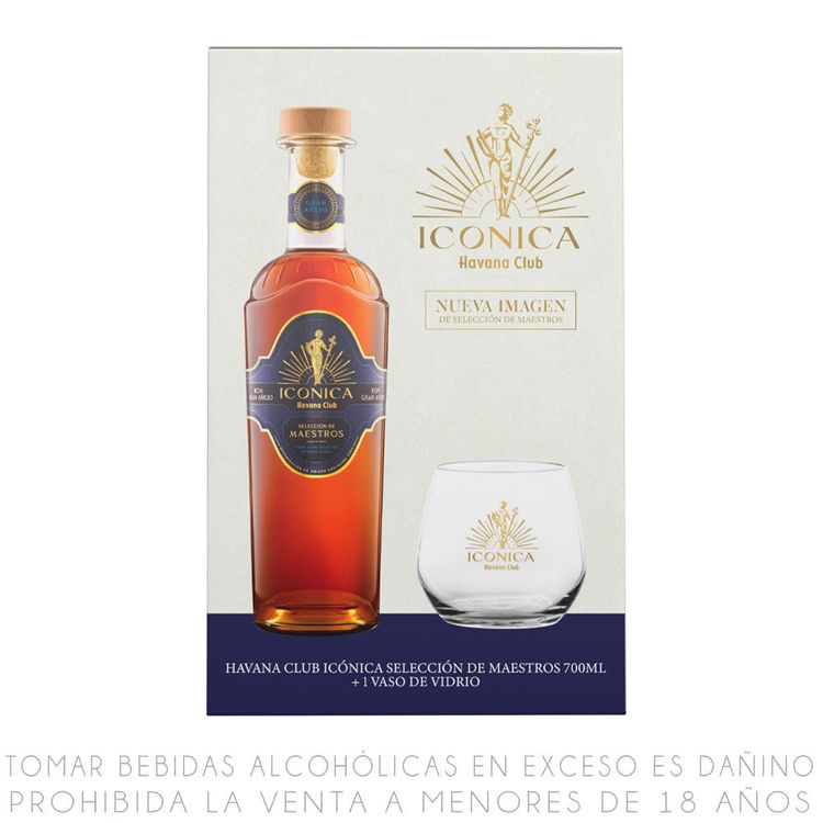 Ron Icónica Gran Añejo Botella 700ml + Vaso
