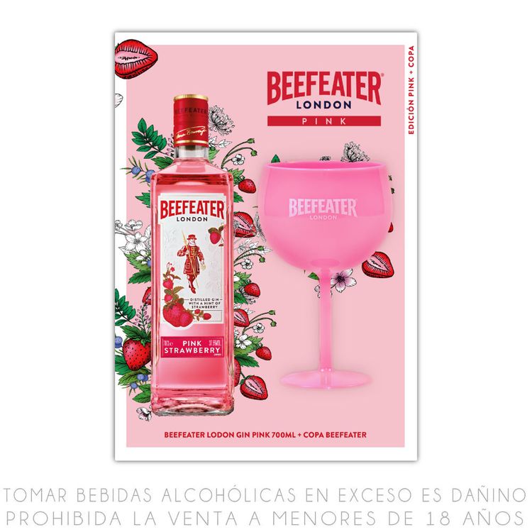 Gin Beefeater Pink Strawberry Botella 700ml + Copa