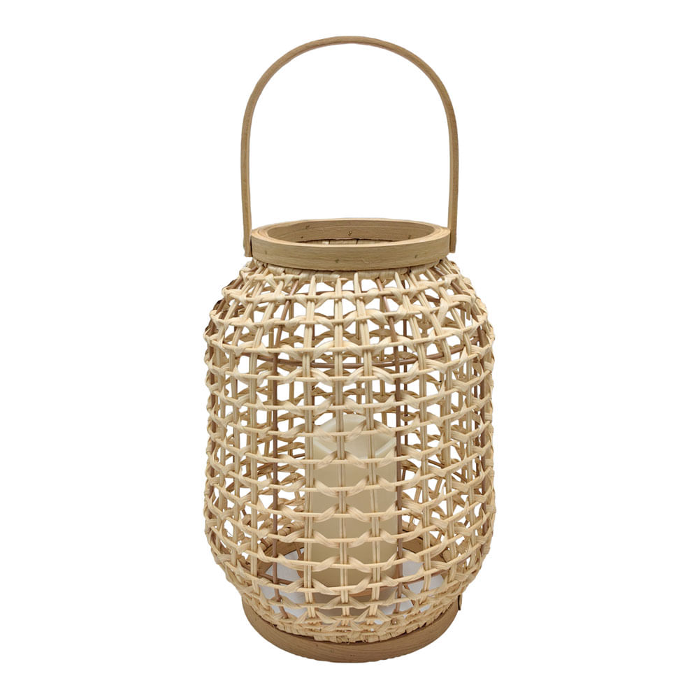 Cesta Rattan Luz Led 30cm