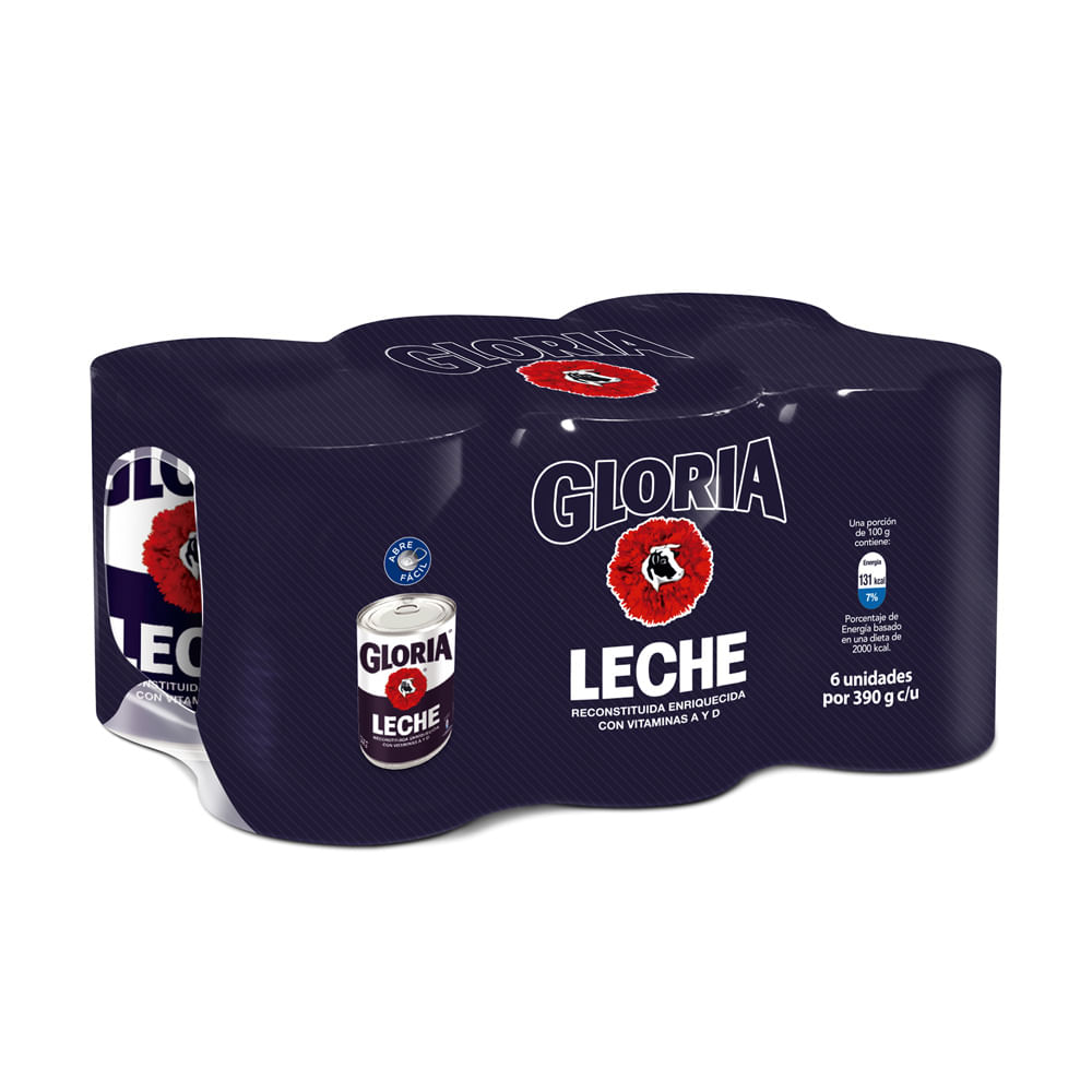 Sixpack Leche Reconstituida Gloria Lata 390g