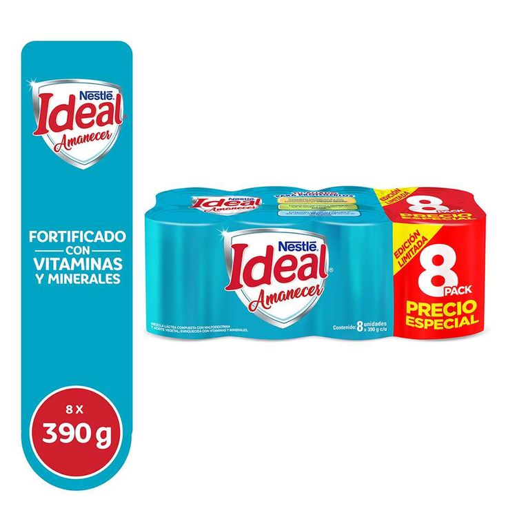 Pack x8 Mezcla Láctea Ideal Amanecer Lata 390g