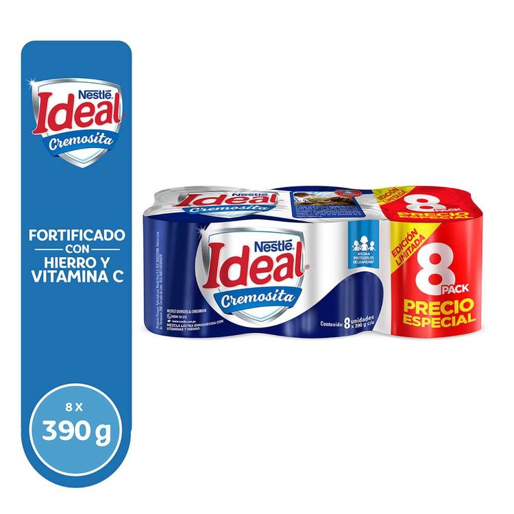 Pack x8 Mezcla Láctea Ideal Cremosita 390g