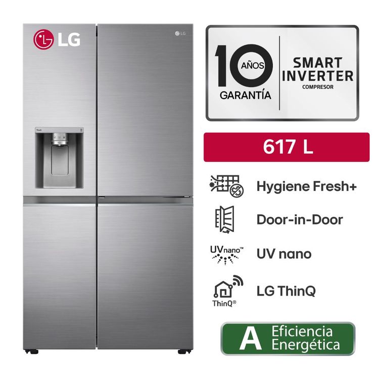 Refrigeradora Side by Side LG GS66SDP 617L Hygiene Fresh Plateado