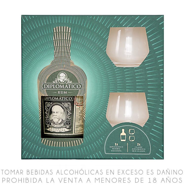 Ron Diplomático Reserva Exclusiva Botella 700ml + 2 Vasos