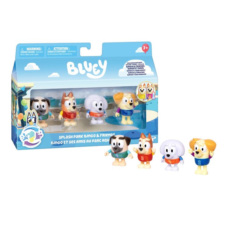 Pack x4 Figuras Bluey Parque Acuático Bingo y Amigos