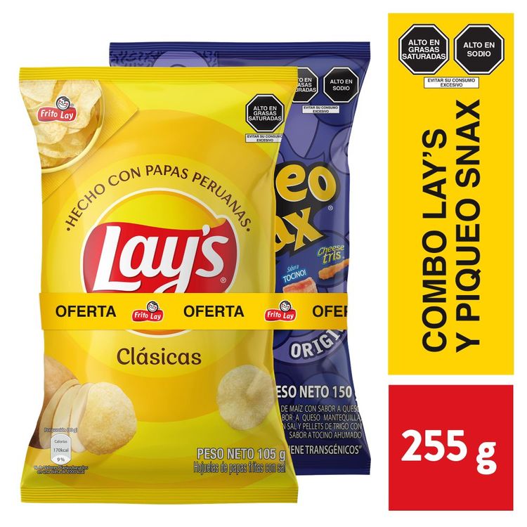 Papas Lays Clásicas 105g + Piqueo Snax 150g