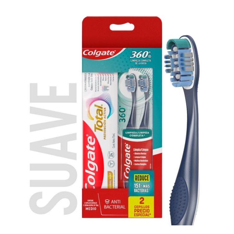 Pack Colgate: Pasta de Dientes Total 75ml + Cepillo de Dientes 360 2un