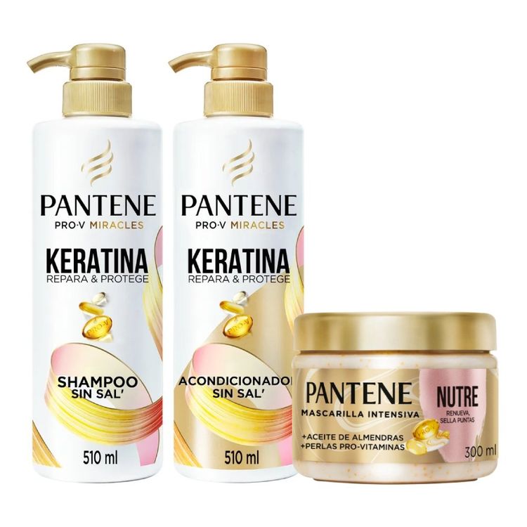 Pack Pantene Pro-V Keratina: Shampoo + Acondicionador + Mascarilla Nutre