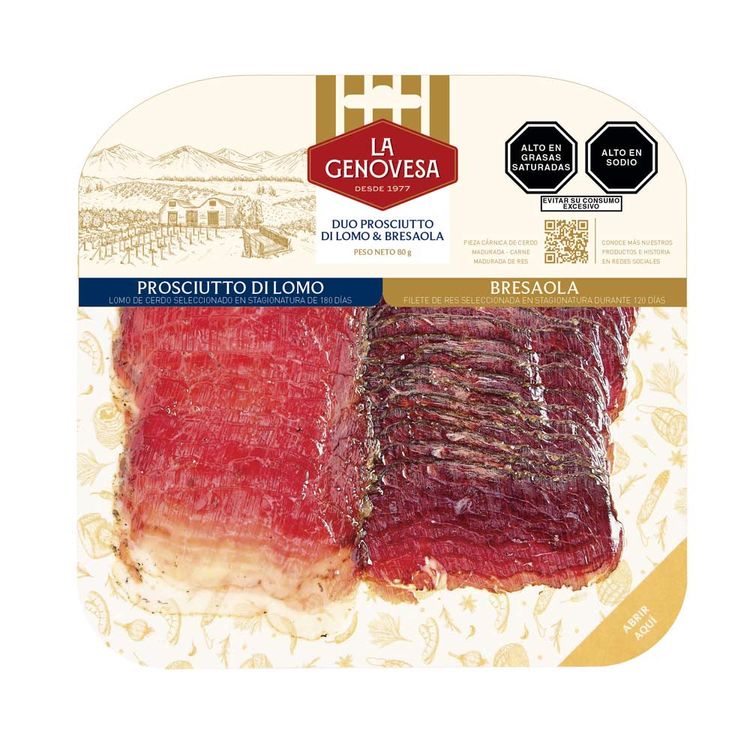 Pack La Genovesa 80g: Prosciutto Di Lomo + Bresaola