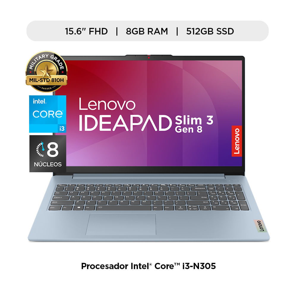 Laptop Lenovo Intel Core i3 8Gb 512Gb SSD Ideapad Slim 3i 15.6''