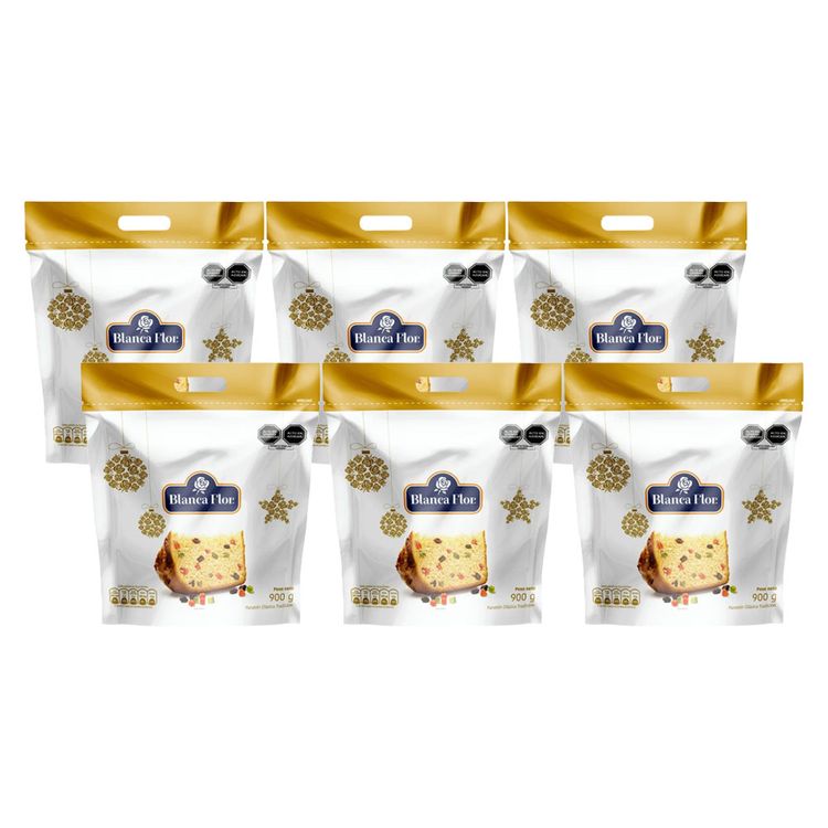 Sixpack Panetón Blanca Flor Doypack 900g