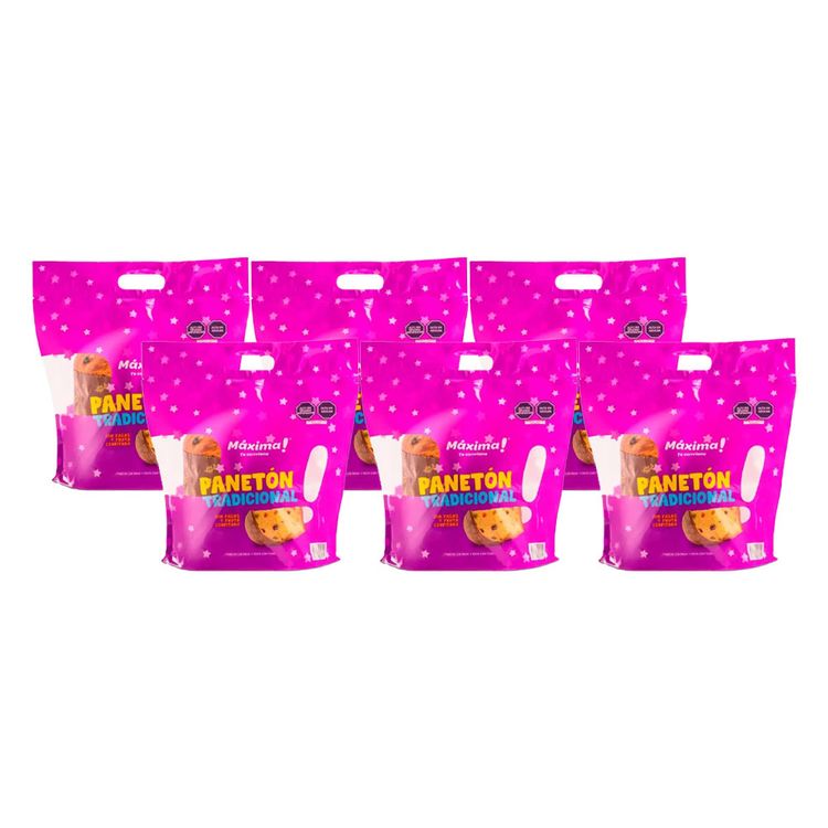 Sixpack Panetón Máxima Tradicional Doypack 800g