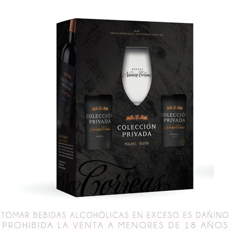 Pack Navarro Correas Colección Privada: Malbec + Blend + Copa