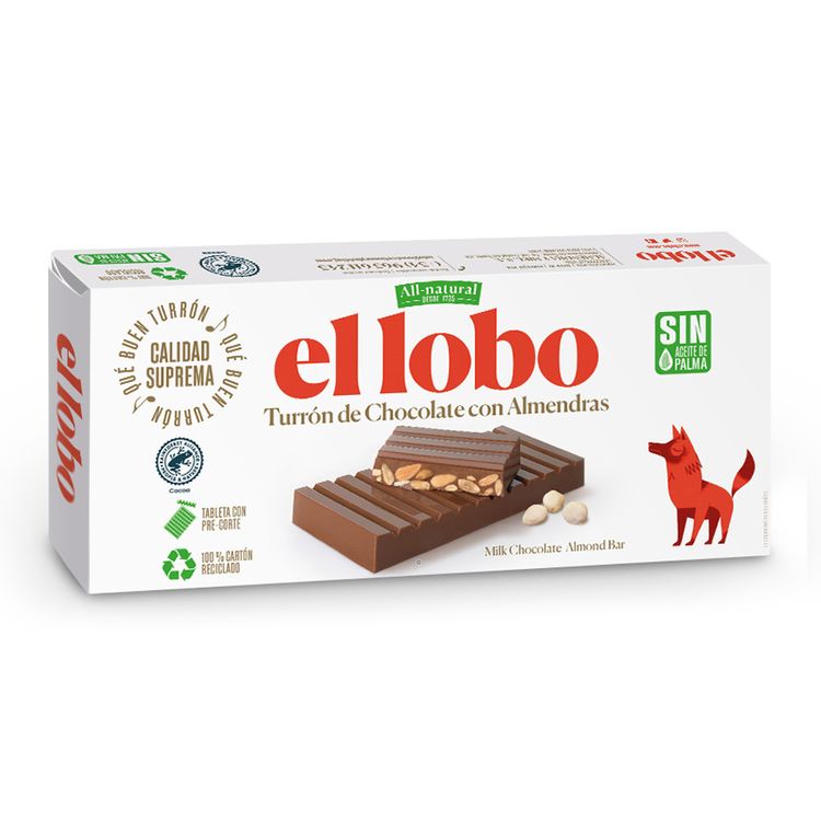 Turrón de Chocolate con Almendras El Lobo 200g