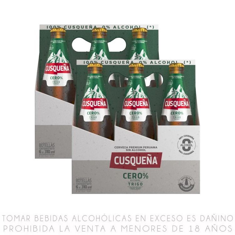 Sixpack x2 Cerveza Sin Alcochol Cusqueña Trigo Cero Botella 310ml