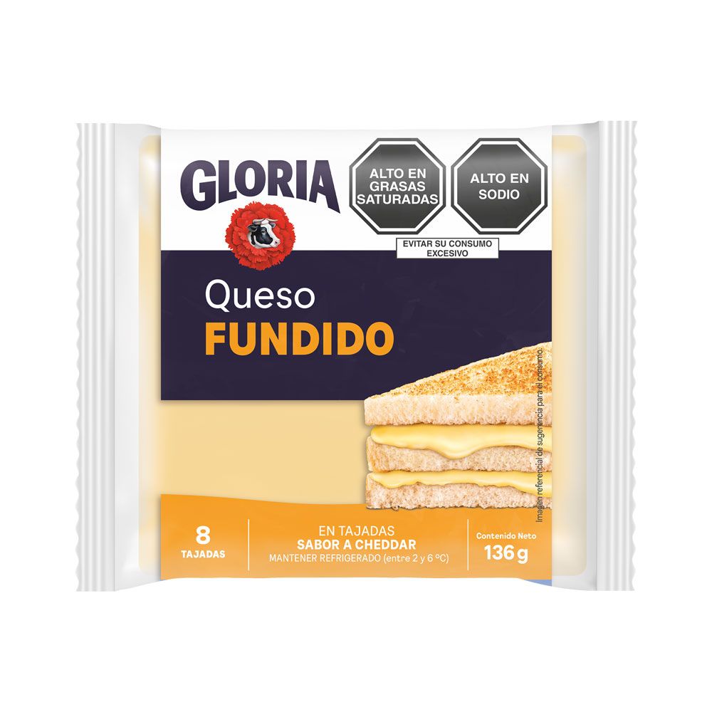 Queso Fundido en Tajadas Gloria Sabor Cheddar 136g