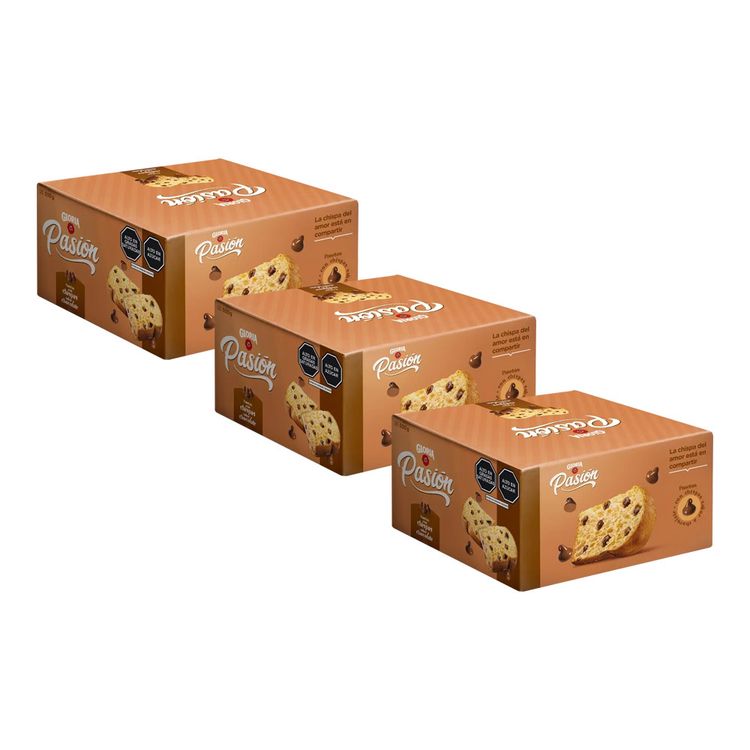Tripack Panetón Gloria Pasión con Chispas Chocolate Caja 500g