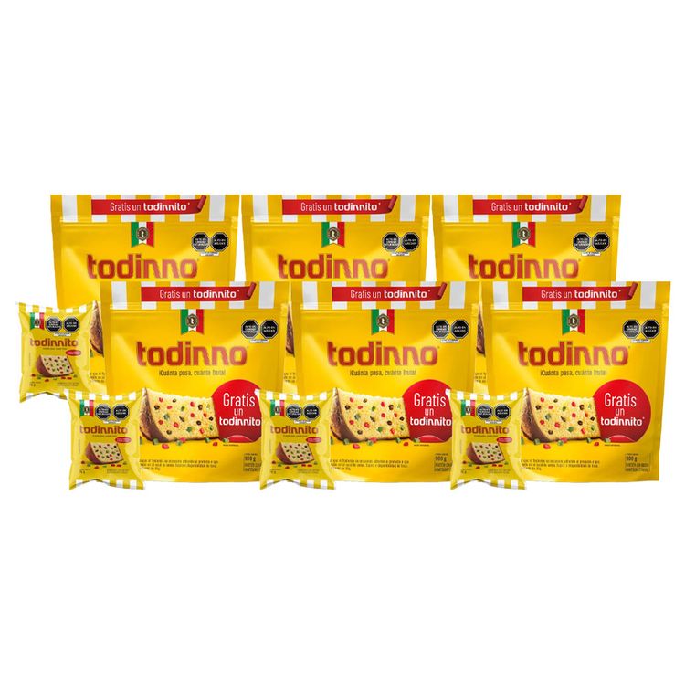 Sixpack Panetón Todinoo Bolsa 900g + Panetón Todinnito 85g
