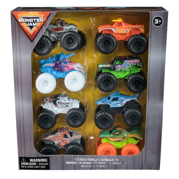 Pack x8 Vehículos Escala Monster Jam