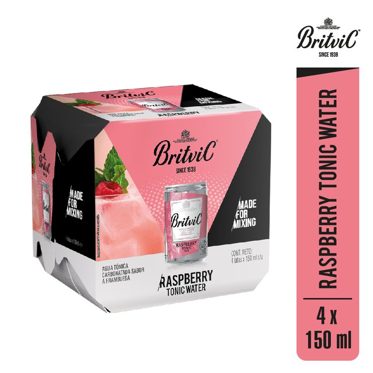 Fourpack Agua Tónica Britvic Raspberry Lata 150ml