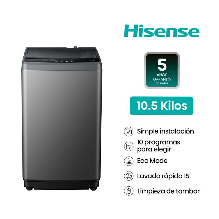 Lavadora Carga Superior Hisense WT1D1030UT 10.5Kg