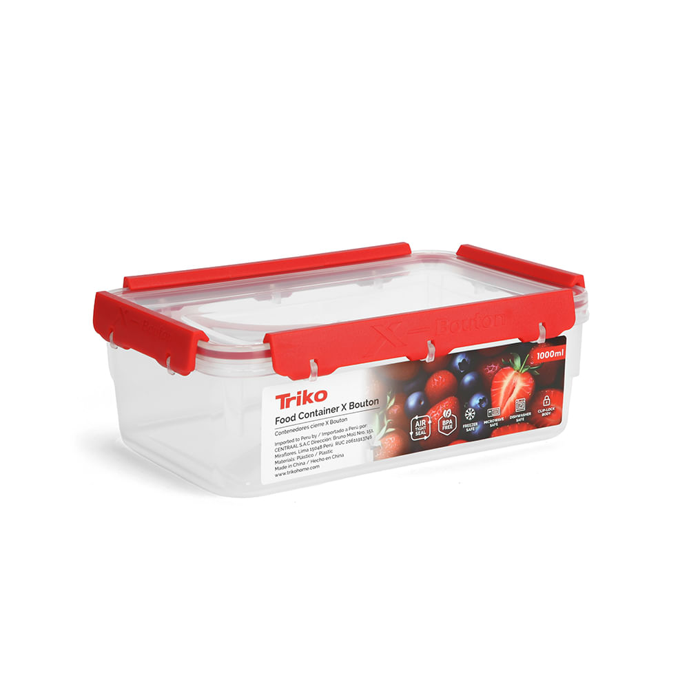 Contenedor Triko Plástico 1000ml Xbouton Rectangular