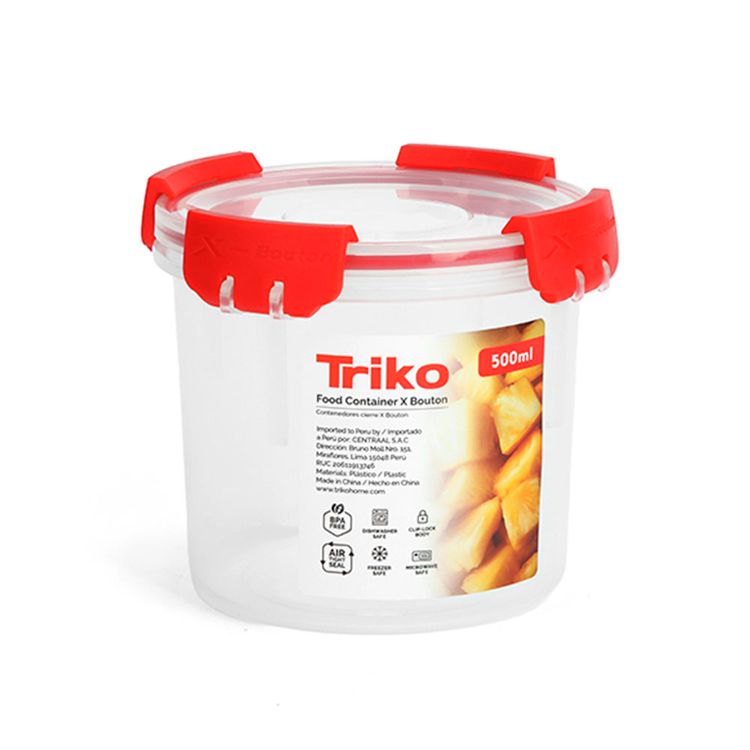Contenedor Triko Plástico Xbouton 500ml Redondo