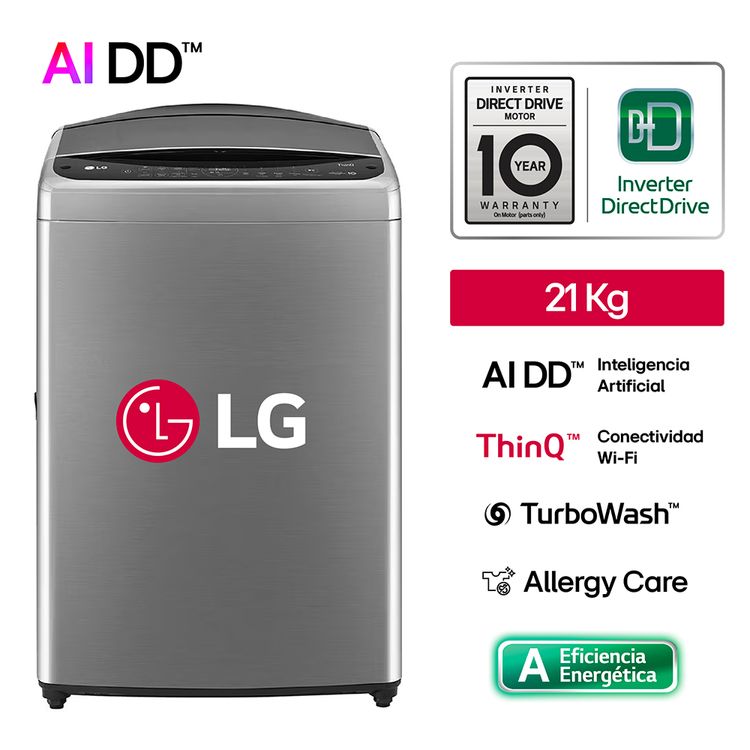 Lavadora LG WT21VV6 AI DD Plateado