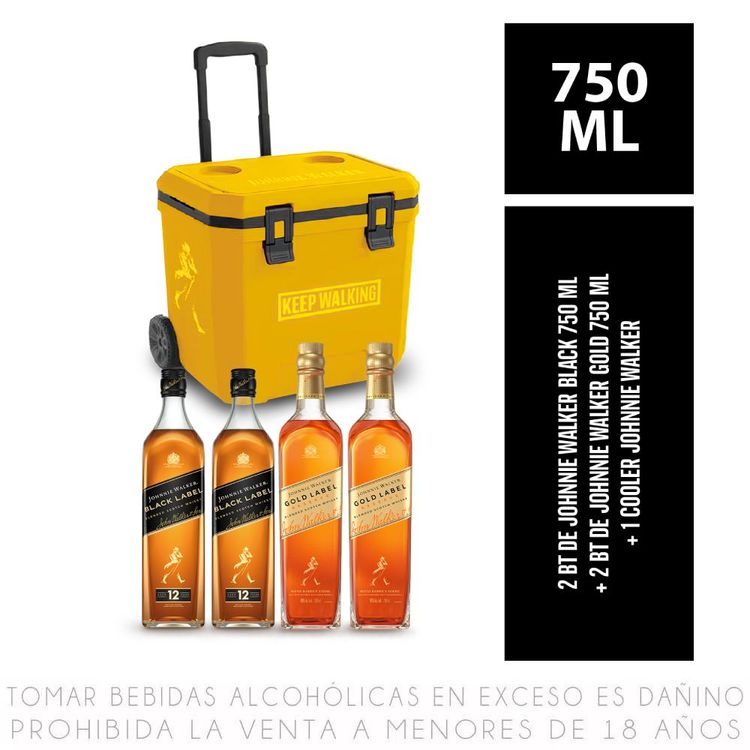 Pack Whisky Johnnie Walker: Black 2un + Gold 2un + Cooler