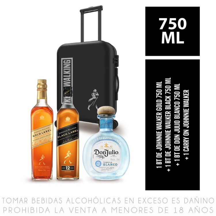 Pack Whisky Johnnie Walker: Black + Gold + Tequila Don Julio Blanco + Carry On