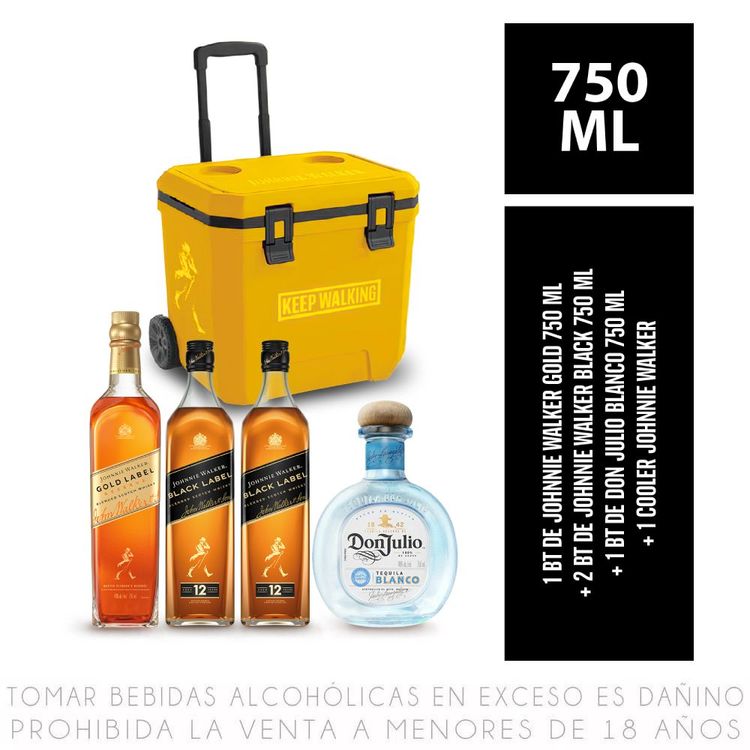 Pack Whisky Johnnie Walker: Black 2un + Gold + Tequila Don Julio Blanco + Cooler