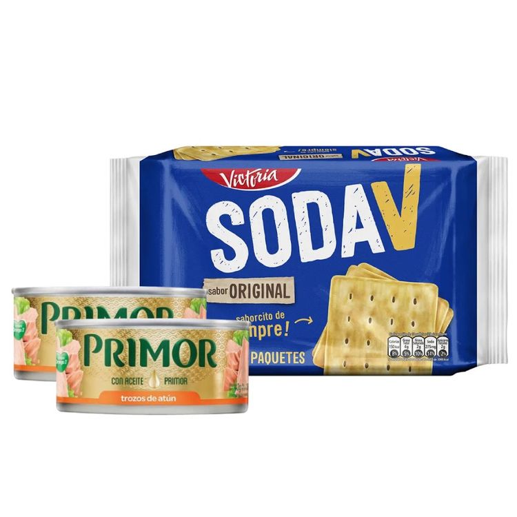 Galleta Soda V Original 6un + Trozos de Atún en Aceite Primor 2un
