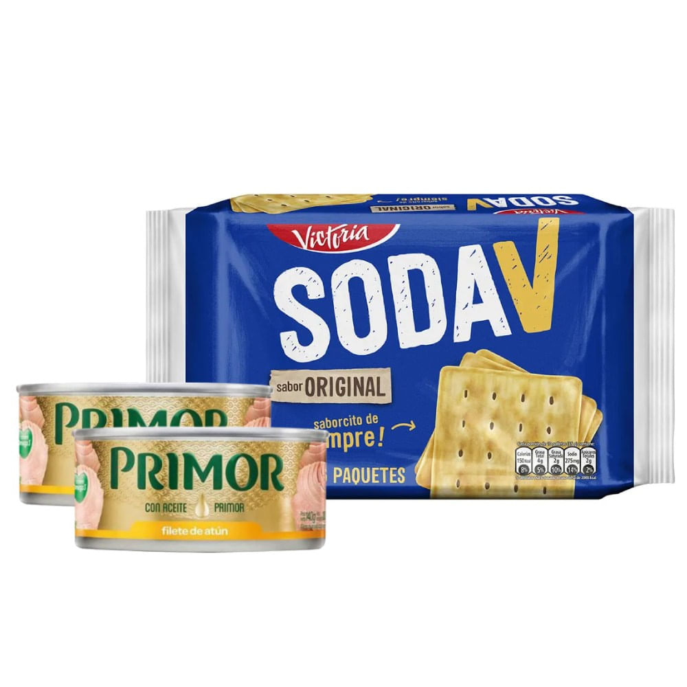 Galleta Soda V Original 6un + Filete de Atún en Aceite Primor 2un